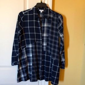J Jill flannel plaid tunic , size small